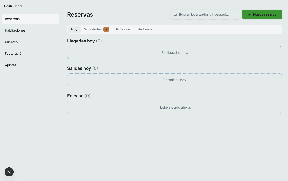 Hostal Fidel — gestión de reservas