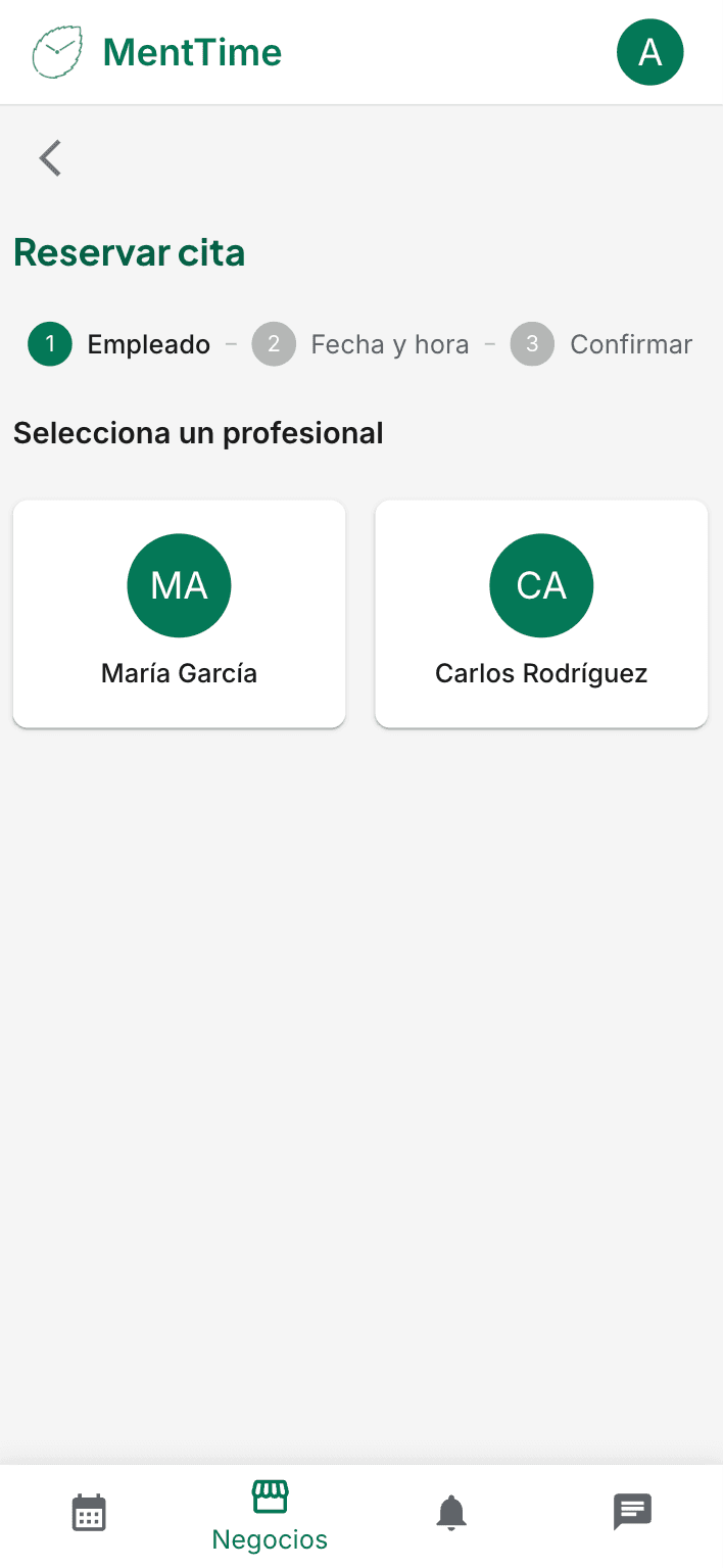 MentTime — configuración de servicios