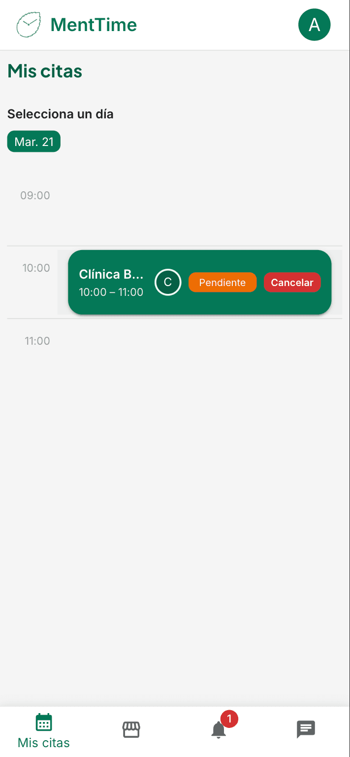 MentTime — historial de citas